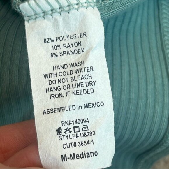 See You Monday dusty mint green ribbed front tie midi dress Sz M NWT - Picture 8 of 12